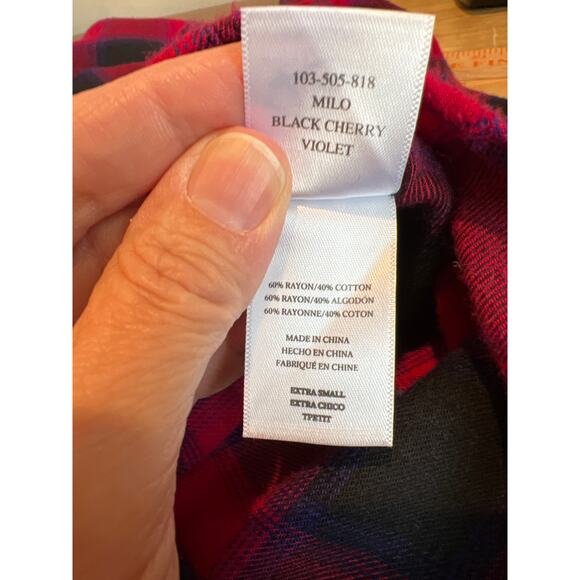 Rails Milo Flannel Button Down Shirt in Black Cherry Violet Plaid Women's XS - Picture 13 of 15
